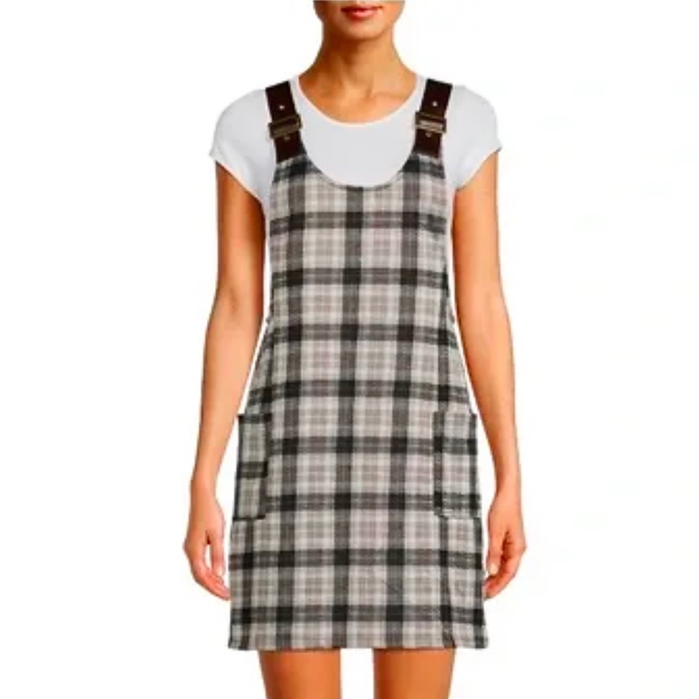 No boundaries brown/gray plaid dress